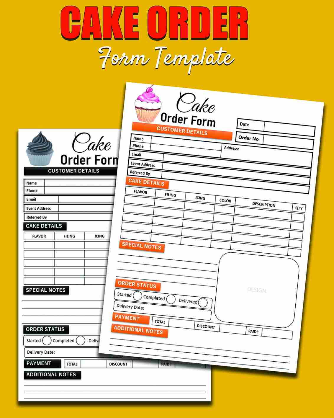 Cupcake Cake Order Form Template